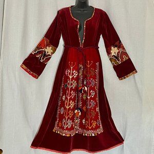 Antique Afghani Red Velvet Dress